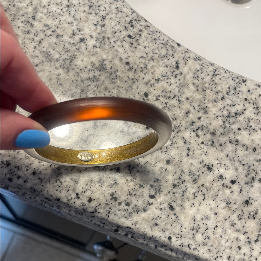 Alexis Bittar Amber Gradient Resin and Gold-Trim Bangle